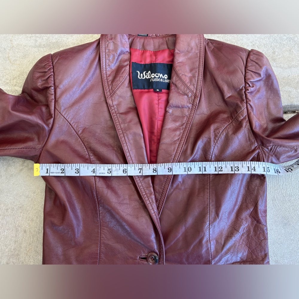 Wilson’s Burgundy Women Leather Jacket Size 6 Made in Korea - Picture 4 of 12